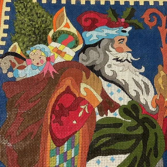 New RARE Father Christmas needlepoint canvas by Peter Ashe-NWT - Picture 3 of 5